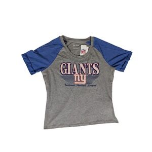 NFL New York Giants Women's T-Shirt Blue Raglan Sleeve Top Medium‎